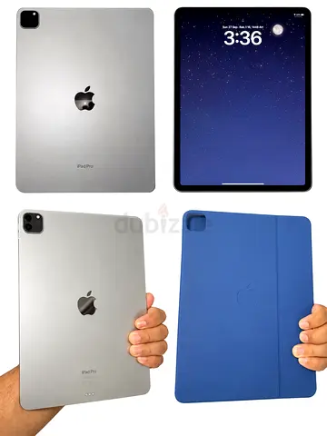 Apple 12.9 iPad Pro 6th generation Silver with Blue Smart Folio Case