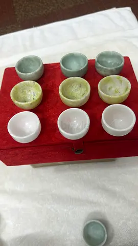 Oragnal jade Stone/Jade Tea Cups in Red Display Box