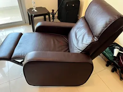 Brown leather recliner armchair - good condition x2 chairs