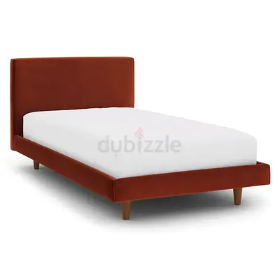Terracotta fabric square headboard twin bed