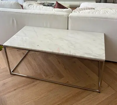 White Marble Top Coffee Table with Metal Frame