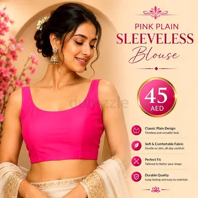 Pink Plain Sleeveless Blouse