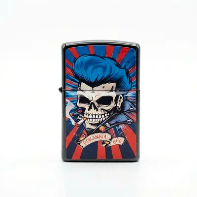 Collectible Zippo-style Lighter with Rockabilly Design - UNUSED 163