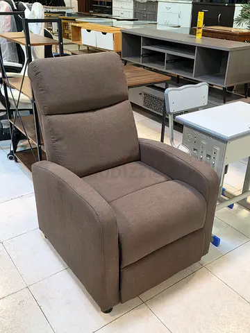 Comfortable single-seater fabric recliner chair - brown
