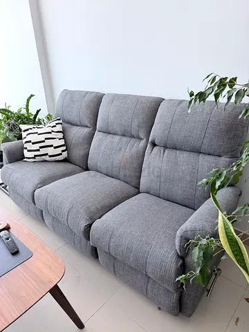 La-Z-Boy 3-Seater Recliner Sofa - Grey Fabric, Reclining Seats
