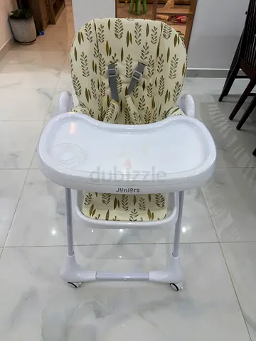 Compact baby high chair with tray - light used