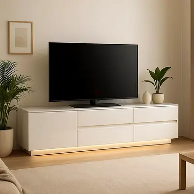 Modern White Entertainment Center
