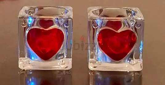 2 Small Candle Glass Holders ٢ حامل شموع زجاج قياس صغير