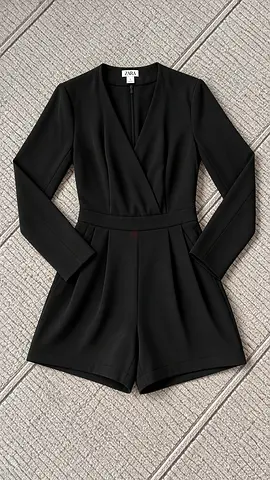 Zara Black Long-Sleeve Wrap Romper / Playsuit - Size S