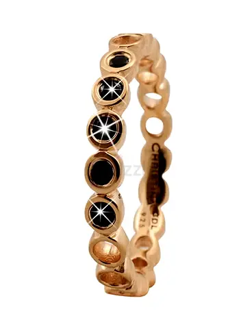 Christina Ring Rose gold band ring with black stones — 800-2.9.B55