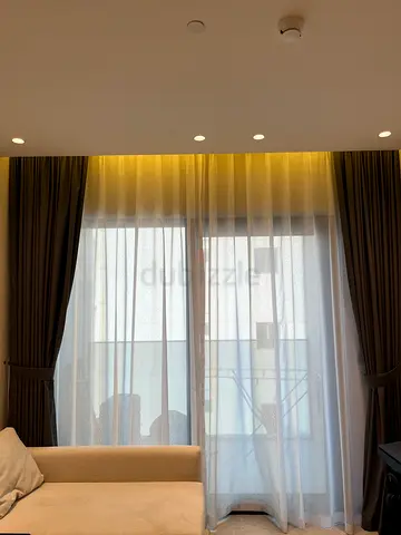 ⚡ FLASH SALE – GREY BLACKOUT + SHEER CURTAINS – 2 ROOMS – AED 199
