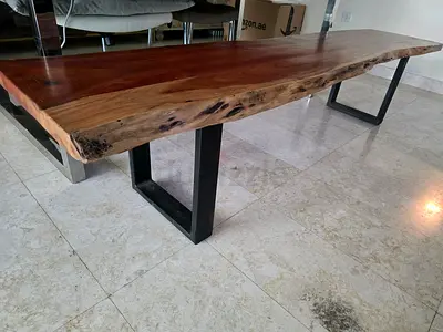 Solid mango Live-Edge Wood Bench / Metal Legs