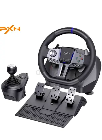 V9 Gen2 270° / 900° Racing Steering Wheel Bundle with 3-Pedals & 6+R Shifter – Dual Motor Vibration,