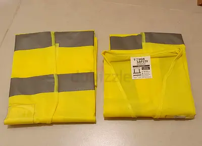 Two yellow high-visibility safety vests, reflective strips, size universal
