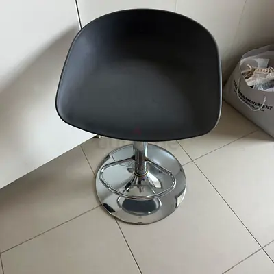 Modern Black Bar Stool with Chrome Base