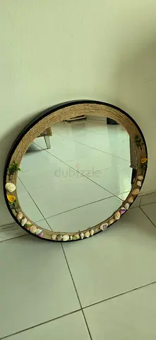 Round Decorative Wall Mirror with Natural Shell Accents