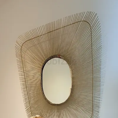 Large Gold Sunburst Wall Mirror - 90x90cm, Oval Glass