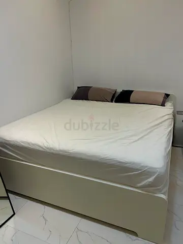IKEA Queen Size Bed Frame (160x200) with Mattress, (Hokkasen) with 2 side drawer
