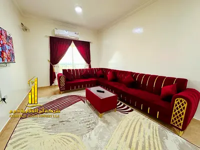 Furnished One-bedroom apartment with a living room for monthly rent in Ajman – Al Muwaihat 3 | Tidy furnishing | Bills and internet included