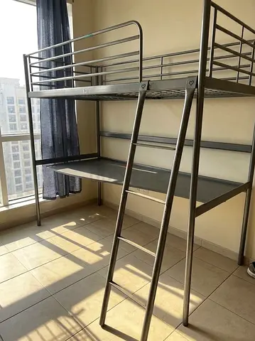 Metal Loft Bed with Integrated Study Desk - Single/Studio Space Saver Great Condition!