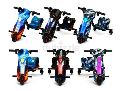 Electric Drift Trike Scooter for Kids - LED Lighted Three-Wheel Ride-On