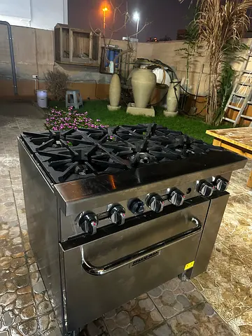 (Migali) Professional 6-Burner Commercial Gas Range with Oven for restaurants - Stainless Steel