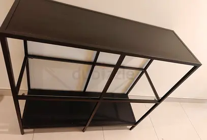 Modern Black Metal & Glass Console Unit / Open Shelf (From IKEA)