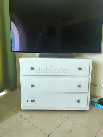 White 3-drawer Dresser / TV Stand - Solid Compact Chest