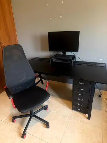 Desk with chair and screen