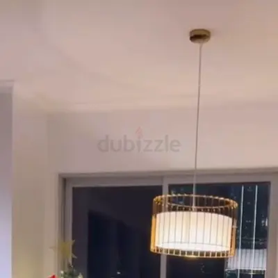 Gold Drum Cage Chandelier - Brass Frame, Fabric Shade 55cm