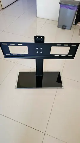 Tabletop TV Stand with a Black Tempered Glass Base