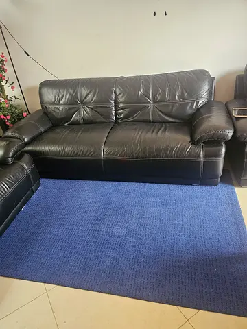 Blue Solid-Color Area Rug - Medium Size, Good Condition