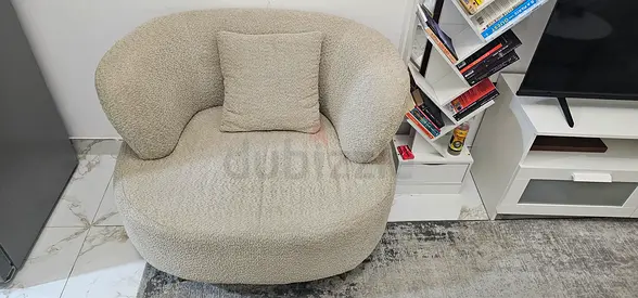 2 Beige boucle sofa chairs