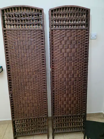 Large Handcrafted Woven Room Divider / Folding Privacy Screen – 2 Pieces