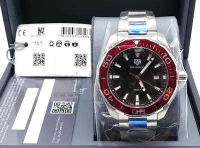 TAG Heuer Aquaracer Men's Automatic Watch - Stainless Steel, Red Bezel