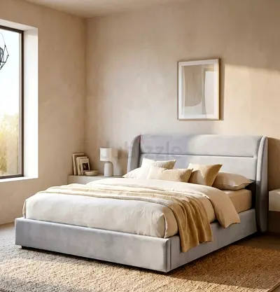 Brand New Luxury Fabric Bed King Size With Spring Mattress - Factory Price