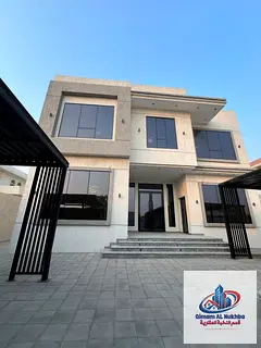 Modern 2-floor villa for rent in Al Tarfa, 2nd tenant, 5 master bedrooms, majlis, 2 halls, kitchen,