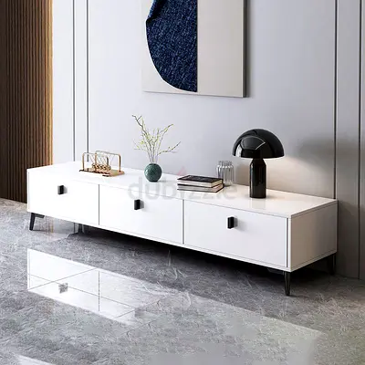 White Modern Low TV Cabinet / Entertainment Unit - 120cm