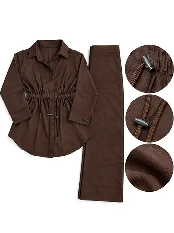 Beige Linen-Blend Women's Vest and Trousers Set - Size small medium large