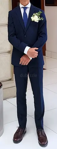 Men's Navy Blue Slim-Fit Suit - Two-Piece (Jacket & Trousers) - Size Approx. Medium