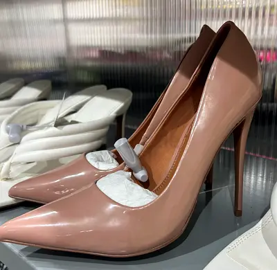 Nude patent leather pointed toe high heels - size available