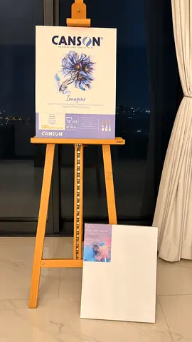 Wooden Floor Easel with Canson Watercolor Paper Pads