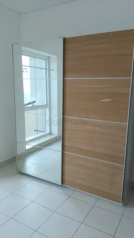 Sliding Wardrobe with Mirror and Wood Finish - Good Condition