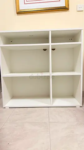 White 6-Cubby Storage Shelf - Good Condition