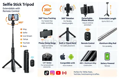 Quadrapod phone holder and selfie stick