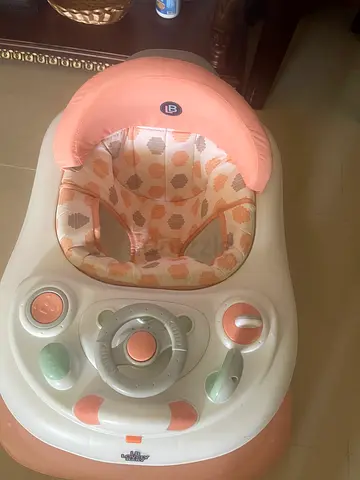 Light Pink Baby Walker with Removable Seat and Toys