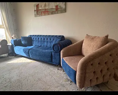 Sofa 3+3 +1+1 seater with matching armchair - good condition available on ajman emirates city