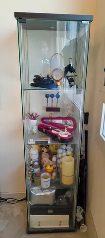 Glass Display Cabinet / Curio Cabinet - Tall Narrow Showcase