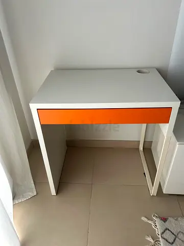 Compact white with orange drawer desk