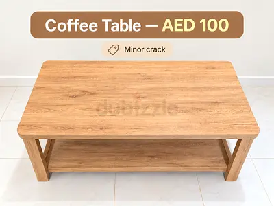 Wooden Coffee Table with Storage Shelf | Good Condition